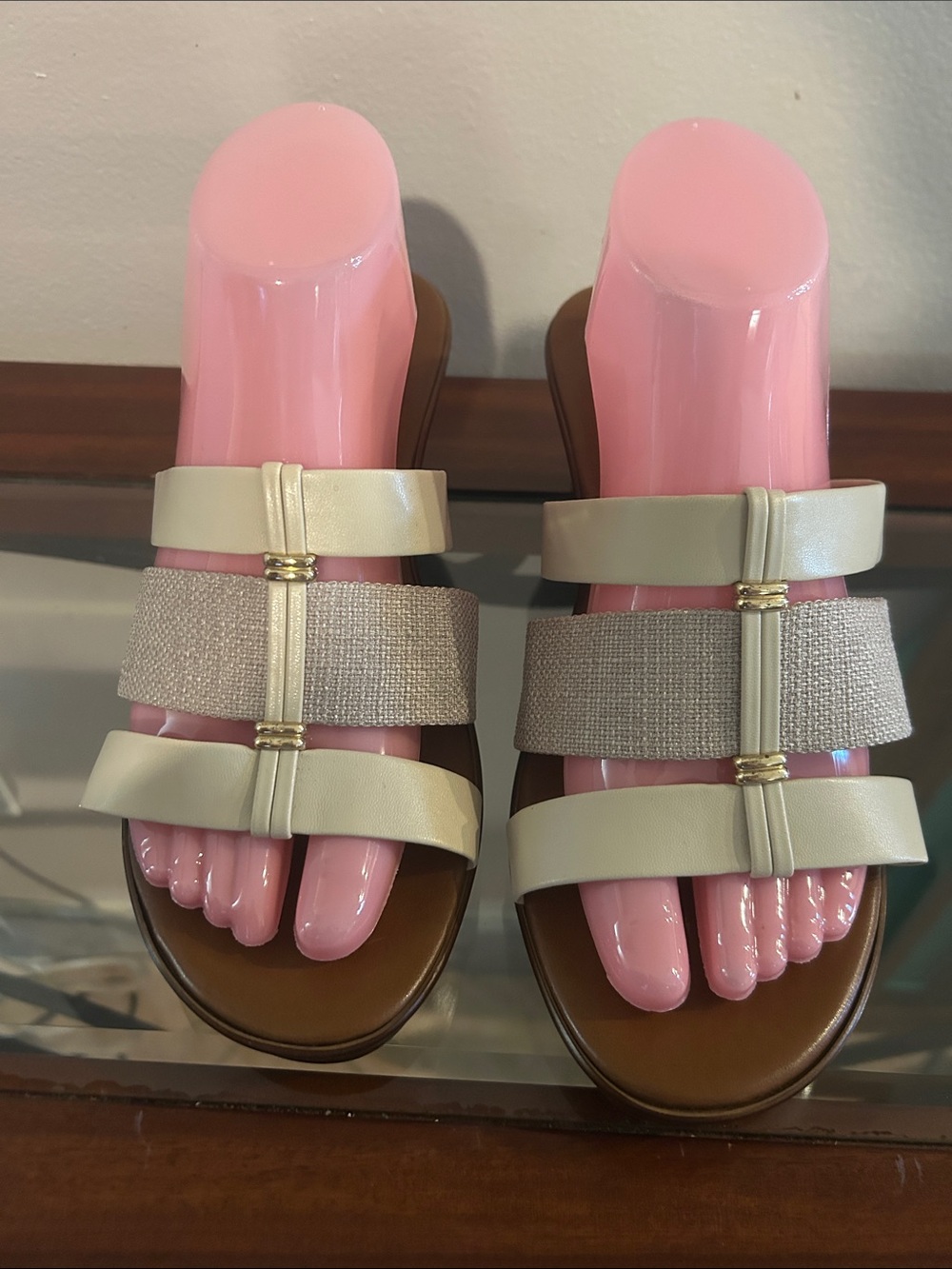 Women’s Triple-Strap Slide Sandals - Cream